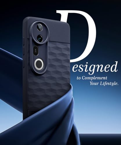 Image of WOW IMAGINE Back Cover for Vivo T4 Ultra with Hexa Cube Design | Ultra Slim Soft Rubberised Case | Inner Velvet Fabric | Matte Silicone Flexible Mobile Case | Camera Protection - Blue