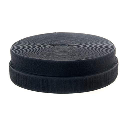 Composizione: 100% Nylon Velcro Strap 2cm di Ottima qualità, Super Resistente, Lavabile e Facile da Applicare. Due Rotoli da 25m da Cucire Nero : Un Rotolo Maschio e Un Rotolo Femmina (Hook+Loop)