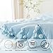 PERFEMET 5 Pieces Full Bed in A Bag Light Blue Pom Pom Bedding Set for Girls Boys Soft Fluffy Boho Solid Bedding Comforter Set with Sheets(Light Blue, Full)