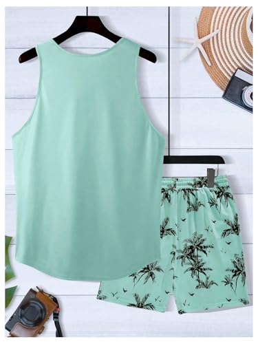 SOLY HUX Men's Short Sets 2 Piece Outfits Summer Tropical Print Tank Tops and Drawstring Shorts Sets2