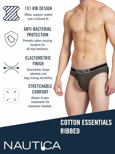 Image of Nautica Men's Cotton Blend Classic Solid Briefs