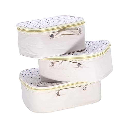 AYUSHMAN ENTERPRISE Women’s Set of 3 Kit Vanity Box for Makeup,Bindi,Jewellery & Shaving Storage Box |Makeup Accessories Set|Makeup Products Set|Make Up Kit Bag- Cream | Cardbord,Raxin