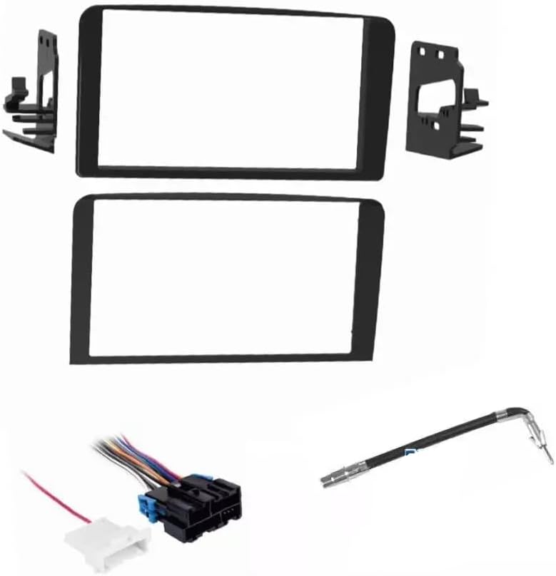 Double Din Car Stereo Install Dash Kit, Wire Harness, and AM/FM Radio Antenna Adapter Combo -Made for 2002 Cadillac Escalade with Factory External Amp/Bose