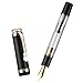 Jinhao Tiandao 1935 Fountain Pen #8 Sword Fine Nib, Black and Clear Acrylic with Large Converter and Guitar Clip