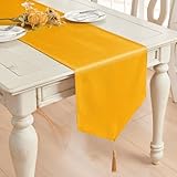 BALCONY & FALCON テーブルランナー 撥水加工 35x300cm 洗える レーヨン生地 タッセル付き テーブルセンター センタークロス テーブル用 ホテル ダイニング リビング ミーティング パーティー 祝日用装飾品 ゴールド