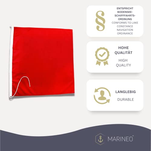 Marineo Notflagge Signalflagge Notfahne Signalfahne Bodensee Bootsfahne UV-beständig – rot, 60 x 60 cm