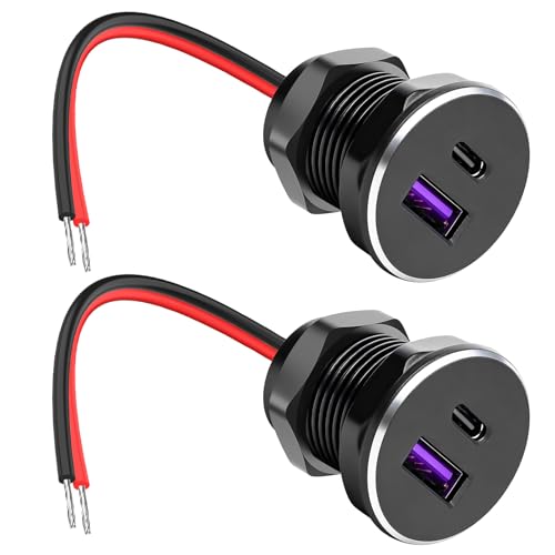 Behogan USB C Steckdose 12V Wohnmobil Ladegerät,: 2 Stück Vollaluminium USB Ladegerät 12V, Dual USB-Ausgang Einbau Adapter, Buchse 12V, für Auto, Wohnmobil, Boot, Motorrad