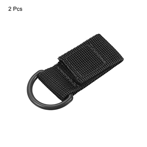 PATIKIL Belt Keeper Key Chain, 2Pcs D Type Nylon Webbing Strap Hanging Gear Buckle Key Chain Hook with Snap for Outdoor Camping,Black - Image 3