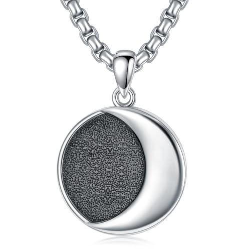 Moon Necklace 925 Sterling Silver Crescent Moon Coin Pendant Necklaces Jewelry Gift for Men Women