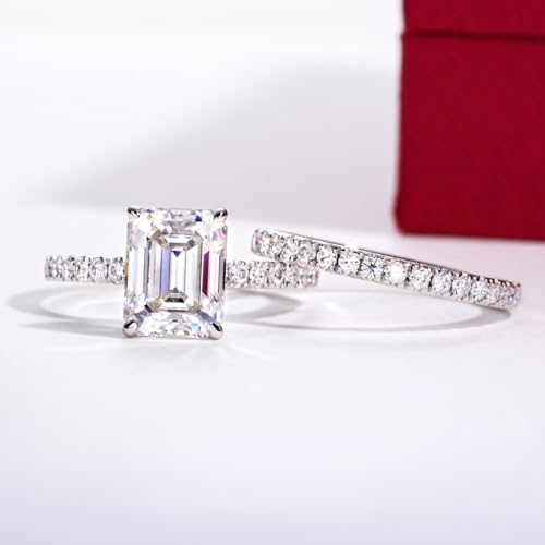 Solid 14K White Gold/Yellow Gold (3CT Center Stone) Moissanite Bridal Ring Set, Real Gold | D Color and FL-VVS1 Moissanite | Wedding Anniversary Ring Set2