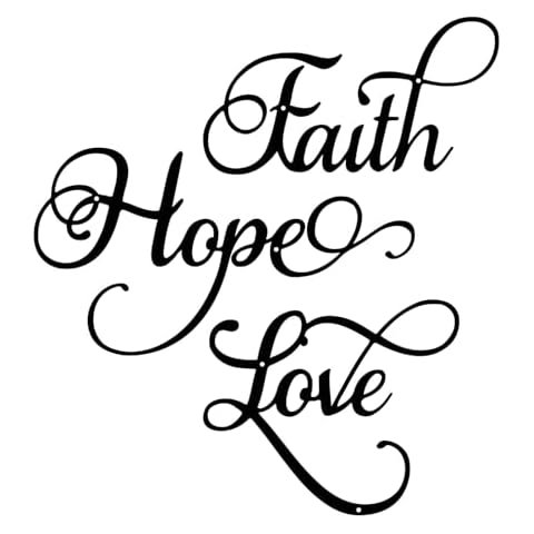 ESTART Faith Hope Love 3 Pieces Metal Wall Decor Inspirational Black Letter Sign Wall Art Rustic Vintage Farmhouse Word Metal Sign Family Wall Decor for Home Bedroom Living Room Cover