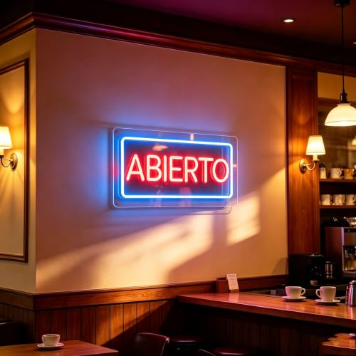 Image of ABIERTO Spanish Open Neon Sign, 5V USB Home Lighting, Modern Decor, Stylish Lighting, Business Open Sign for Bar Restaurant Coffee Salon Store