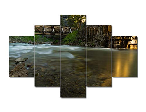 TUMOVO River Glacier in Montana Natural Canvas Landscape Scenic Wall Art Paintings Wall Artworks Pictures for Living Room Bedroom Decoration 5 Panels Home Wall Decor Posters