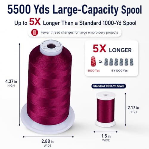Image of Simthread 5500Yds /5000M 40WT Polyester Embroidery Thread Royal Purple 869 | High-yardage 5000M spool offers smooth feeding and stable 40WT polyester thread for home and commercial embroidery machines.