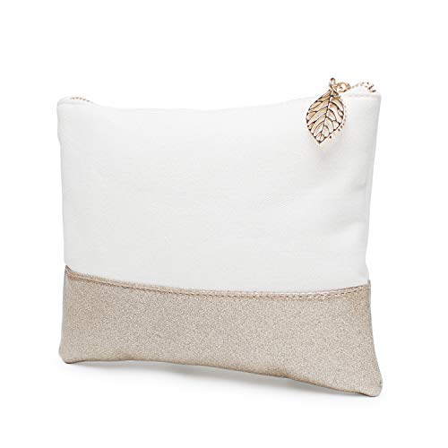 Glitter Reinforced Cotton Canvas Purse Cosmteic Bag Organizer Carry On Case Makeup Pouch (Gold)