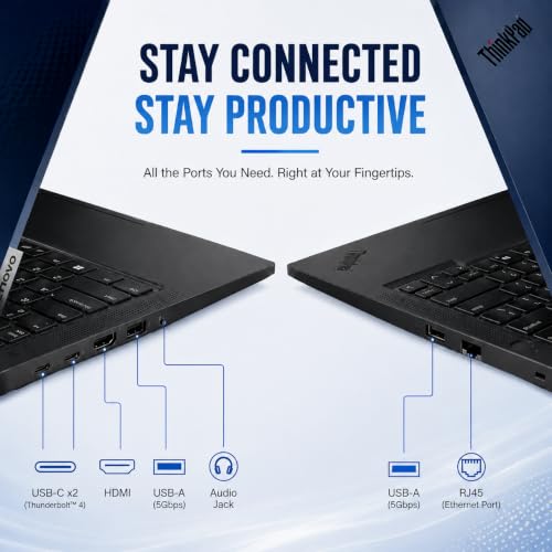 Image of Lenovo ThinkPad T14 Gen 6 Business Laptop | 14 inch WUXGA IPS Touchscreen | Intel Core Ultra 5 225U | 16GB DDR5 RAM | 512GB SSD | Backlit Keyboard | Fingerprint Reader | RJ-45 | Wi-Fi 6 | Windows 11 Pro