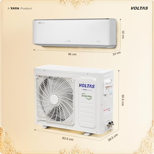 Image of Voltas 1.5 ton 3 Star, New star rated, Inverter Split AC (Copper, Convertible 6-in-1 Cooling Modes, Auto Clean, Sleep Mode with Hidden Display, Memory Restart (183INV VENUS LUXE, White)