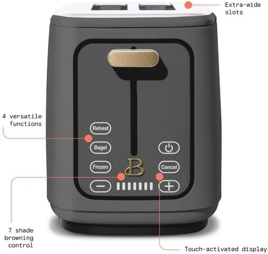 New beautifull 2-Sliice Digital Toaster with Touch-Activated Display, Adjustable Browning Control, Auto Shut-Off by D'rew Barry'more (Oyster Gray)