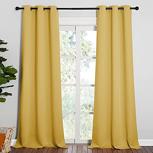 Image of NICETOWN Yellow Blackout Drapes - Window Treatment Light Blocking Privacy Curtain Panels for Home Decoration (Set of 2, 42 inches by 95-inch)