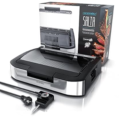 Arendo - Gourmet Tischgrill Elektrogrill Edelstahl - 1800 W - mit Glasabdeckung - für Balkon Garten Indoor… – Bild 8