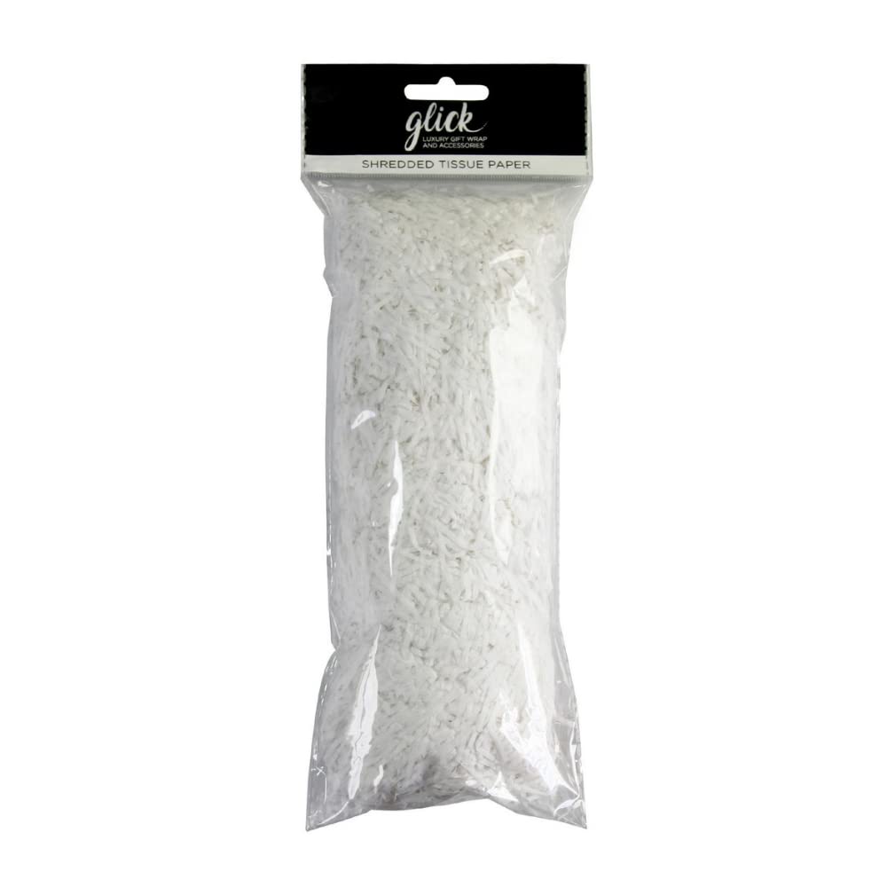 Glick 30g Shredded Tissue Paper White, White Shredded Tissue Paper for use in Gift Wrapping and Other Arts & Crafts