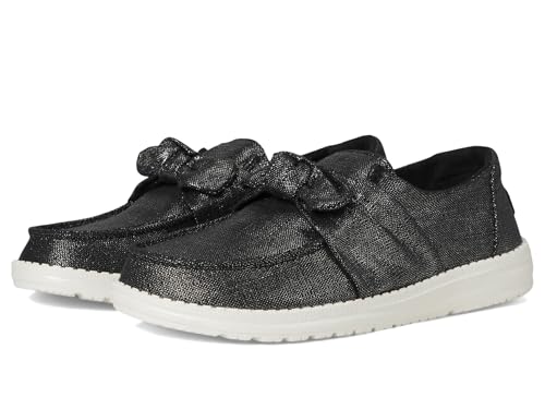 HEYDUDE Womens Wendy Bow Shimmer Black 7 Medium