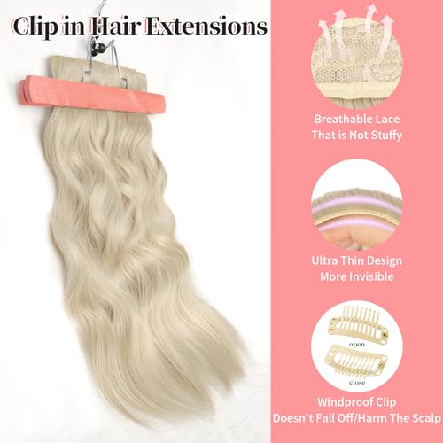 Image of KooKaStyle Wavy Thick Clip in Hair Extensions 24 inch Platinum Blonde