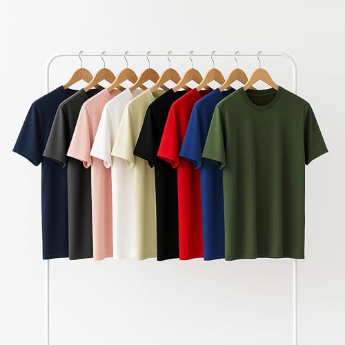 Camiseta Básica Hombre 100% Algodón Cuello Redondo Suave y Transpirable Ajuste Clásico Moderno Colores Surtidos Tallas S-3XL