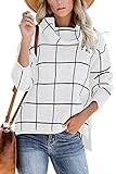 AOISAGULA Women's Turtleneck Grid Sweaters Casual Knit Pullover Long Sleeve Winter Cozy Sweatshirt Loose Fit Jumper Tops White M AOISAGULA Women's Turtleneck Grid Sweaters Casual Knit Pullover Long Sleeve Winter Cozy Sweatshirt Loose Fit Jumper Tops White M