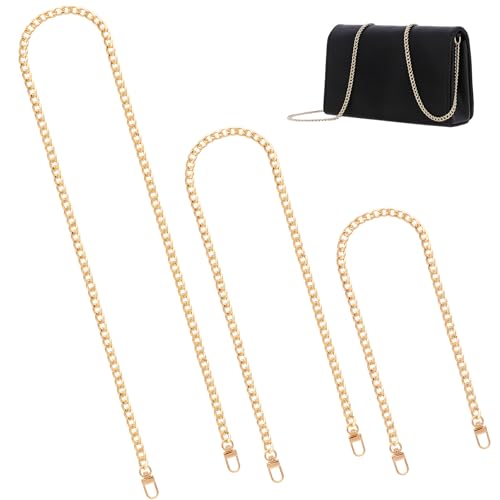 3 Piezas Cadena para Bolso, Cadenas de Metal Correas de Hombro, Correa de Cadena para Bolso con Hebillas, para Mensajero, para Billetera, Monedero, Bolsos de Mano y Hombro, 40cm, 80cm, 120cm (Oro)