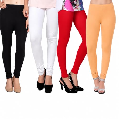 Image of DO IT Creation Women's Cotton Regular Fit Leggings Multi Color Combo Pack of 4