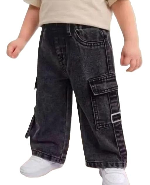 Kids Denim Cargo Jeans | Six Pocket Stylish Pants | Casual Fashion Outfit for Boys-image-1