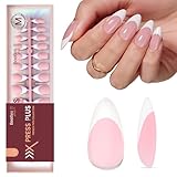 Beetles French Tips zum Aufdrücken der Nägel – 210 Stück rosa French-Tip-Nägel mittelalte künstliche Nagelspitzen weiche Gelnägel Kunstnägel DIY-Geschenk für Frauen
