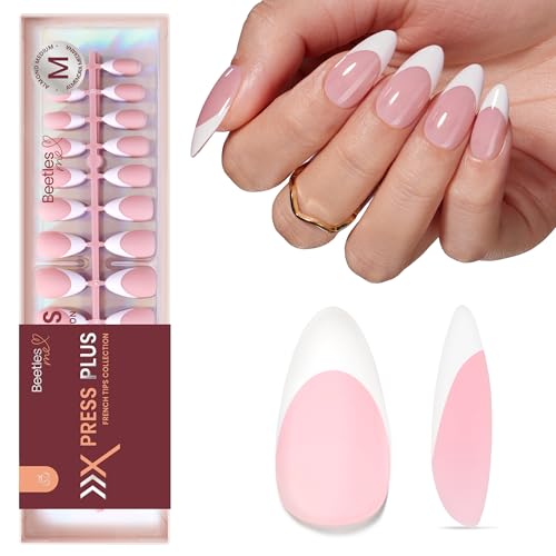 Beetles French Tips Press On Nails-210 Pcs Pink French Tip