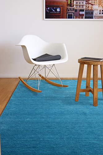 floor factory Gabbeh Teppich Karma türkis blau 200x200 cm - handgefertigt aus 100% Schurwolle