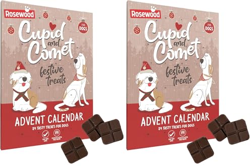 Rosewood Adventskalender für Hunde mit Carob Leckerlis – Kakao und glutenfreie Hundesnacks...