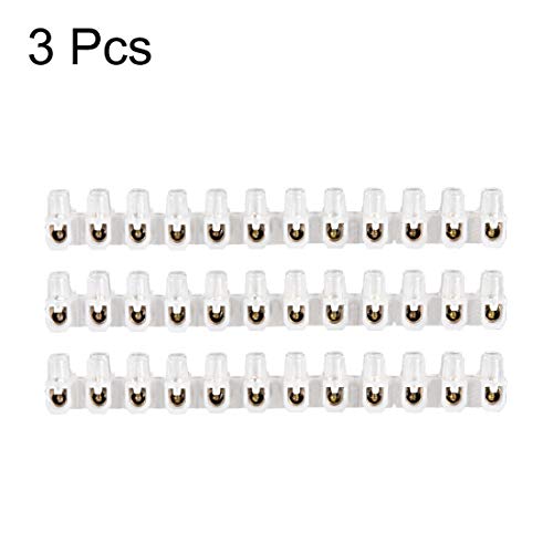 Uxcell Terminal Strip Screw Terminal Barrier Block 5A 12 Position Dual Row Type U Wire Connector 3Pcs #TOP3