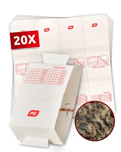 PIC Trampa Pececillos de Plata 20pcs - Trampas Adhesivas de Alta eficacia para pececillos de Plata y pececillos de Papel, Anti pececillos de Plata no tóxica y Lista para Usar, Eficaz hasta 3 Meses