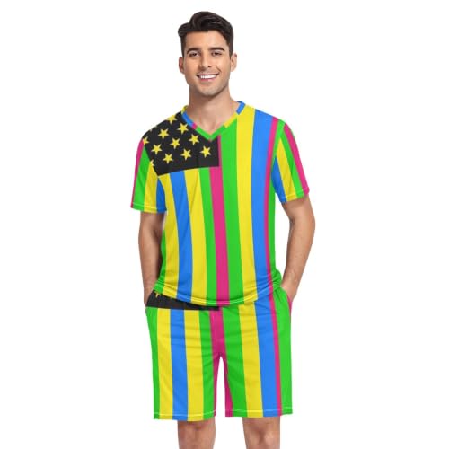 Pijama de hombre arcoíris GuoChe camisa manga corta orgullo gay LGBT