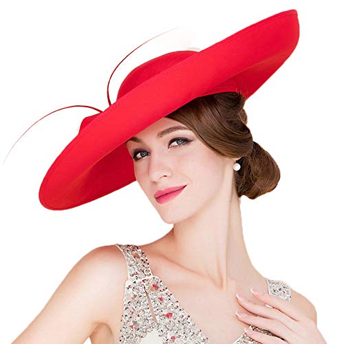 F Fadves Royal Ladies Sinamay Weddings Hats Fascinators Big Brim Kentucky Church Fedoras Hat #TOP2