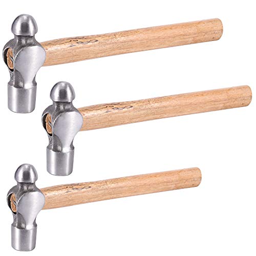 ZEONHEI 3 PCS 16 24 32 Oz Ball Peen Hammer with Shock Reduction, Chasing Hammer Rugged Ball Pein Hammer with Hickory Wood Handle