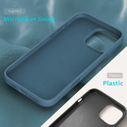 Image of FIRST MART Silicone Back Case for iPhone 16 Pro, Soft-Touch Phone Back Cover for Apple iPhone 16 Pro - Grey Blue