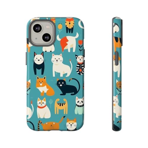 Coque chat coloré iPhone 14 rigide pour éviter les rayures et sublimer votre téléphone portable