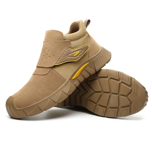 Micoklinlin Steel Toe Shoes for Men Work Lightweight Anti-Scald Design Welding Safety Shoes with Double Protective Breathable Non-Slip Puncture Proof Work Boots