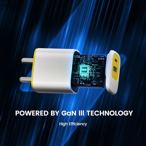 Image of DeperAI 25W 2-in-1 Fast Charger[MFi-Certified], Compatible with iPhone, Samsung, Oppo, Vivo, iPad, and Others, Wall Adapter GaN III PD3.0 Charger, Supports UFCS(Yellow)