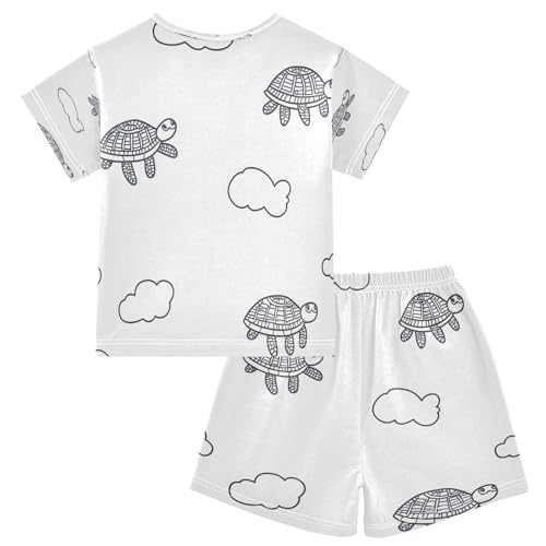 senya Short Sleeve Pajamas Sets Summer Cotton Sleepwear Turtles Lines Cloud2