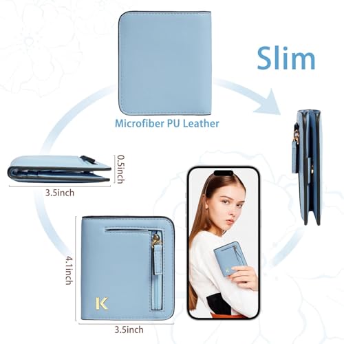 Image of COSHAYSOO Initial Teen Girl Womens Wallets RFID Slim Wristlet Keychain Easter Birthday First Communion Confirmation Gifts for 10 11 12 13 14 15 16 17 18 19 21 Year Old College Teenager, Blue Letter K