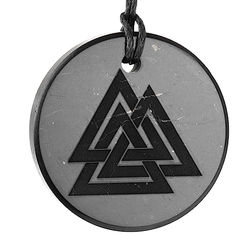 Shungite Pendants, Necklace and Amulets - Made of Authentic Russian c60 Stone - Engraved - 1.4 inches - Round Shape