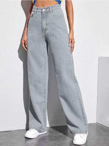 Image of Glossia Denim Baggy Jeans for Women | Stretchable High Waist Straight Fit Jeans for Women | High Rise Stretch Denim | Loose Fit Plus Size Denim (Sizes - 24 to 44) WJ51-1205-$