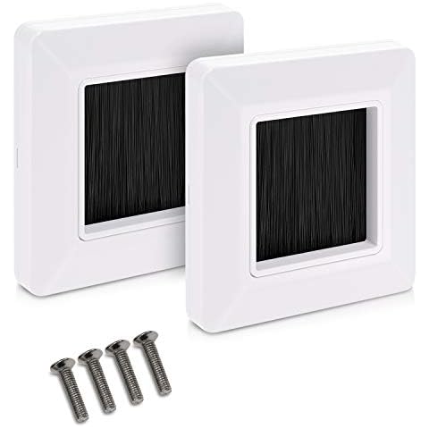 kwmobile Flush Brush Wall Plate - 2X Single Gang Flush Wall Mounted Brush Faceplate to Cover Outlets, Sockets and Tidy Up Wires and Cables - Black Cover